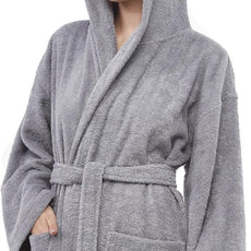Arus Women's Hooded Classic Bathrobe Turkish Cotton Robe with Full Length Options