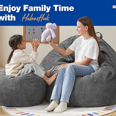 Hobestluk 4.5FT Bean Bag Chair Giant Bean Bag Chair with Filler Included Adult Bean Bag Chairs with Removable Cover for Bedroom Living Room - (Jumbo, Grey)