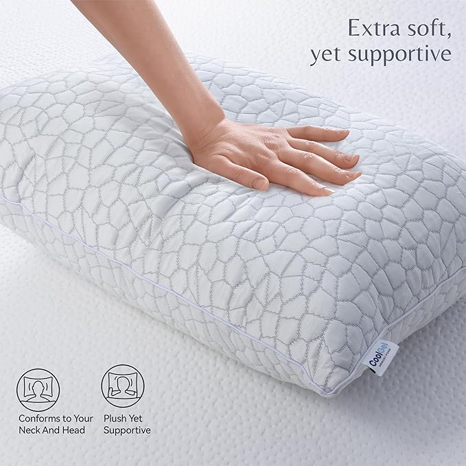 Cool Gel Cooling Pillow for Hot Sleepers - King Size Shredded Memory Foam Pillows for Sleeping - Adjustable Neck & Shoulder Support, Reversible Cover, Hypoallergenic & Breathable