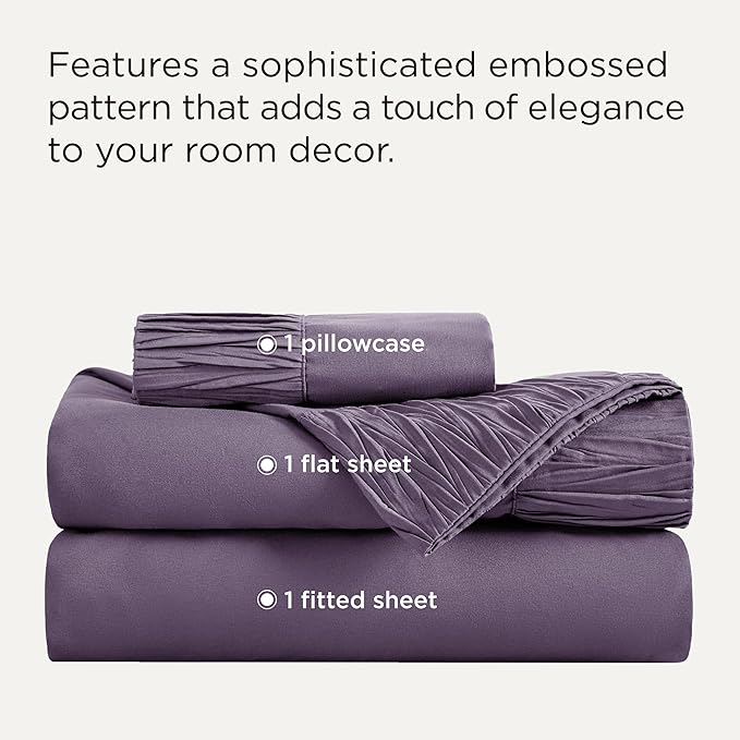 Bedsure Twin Sheets Set - 3 Pieces Soft Twin Bed Sheets - Breathable & Cooling - Hotel Luxury - Easy Care Polyester Microfiber Bedding for Women, Men, Dusty Purple