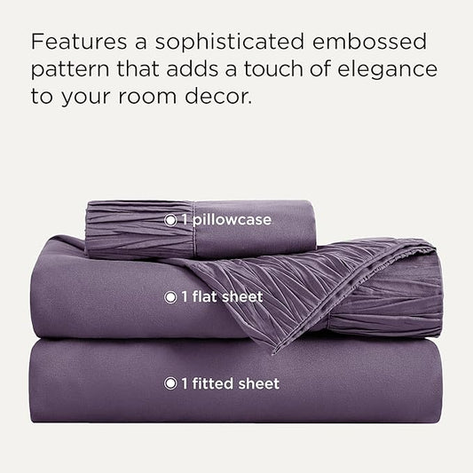 Bedsure Twin Sheets Set - 3 Pieces Soft Twin Bed Sheets - Breathable & Cooling - Hotel Luxury - Easy Care Polyester Microfiber Bedding for Women, Men, Dusty Purple