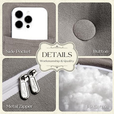 WOWMAX 85% Linen 15% Cotton Blend Headboard Pillow – Queen Size Reading Wedge Backrest for Bed, Handmade Firm Support Bolster Cushion with Removable Cover, Premium Bed Rest Pillow, Black