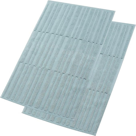 SEMAXE Bath Mat for Bathroom 2-Pack, 100% Cotton Non-Slip Mats [Not a Bathroom Rug], Super Absorbent and Soft Floor Towels, Machine Washable Shower Foot Towels, Aqua Blue