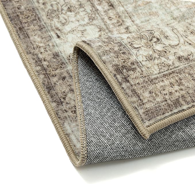 Sage Area Rug 6x9 for Living Room Washable Vintage Carpet Low Pile Non Slip Distressed Soft Traditional Retro Oriental Large Accent Throw Rug Office Bedroom Dining Room Playroom