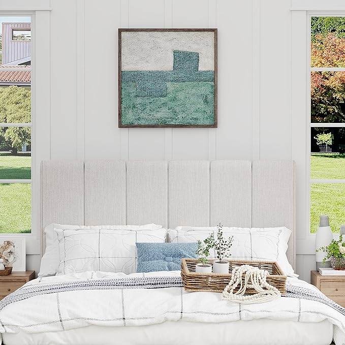 Yongchuang King Headboard Upholstered Headboards for King Size Bed Headboard Panels Adjustable Height Grayish White Linen Head Board