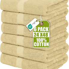 Utopia Towels 6 Pack Medium Bath Towel Set, 24 by 48 Inches, 500 GSM 100% Ring Spun Cotton, Lightweight and Highly Absorbent Quick Drying Premium Towels for Hotel, Spa and Bathroom, Beige