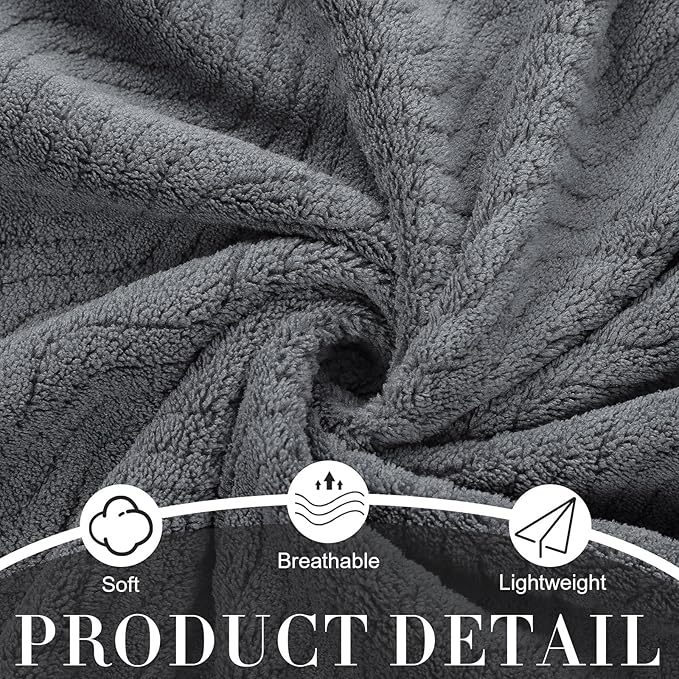 2 Pcs Oversized Bath Towels, 40 x 80 Inch Extra Large Coral Fleece Soft and Absorbent Bath Sheets, Lightweight Shower Towels for Home, Spa, Beach, Pool (Dark Gray)