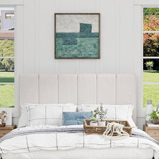 Yongchuang Upholstered Headboard Queen Size Head Board for Queen/Full Bed Adjustable Height Panel Headboards Grayish White Linen