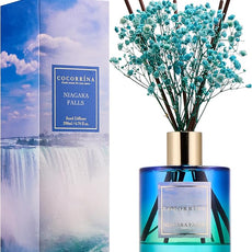 COCORRÍNA Reed Diffuser - Niagara Falls 6.7 Fl.oz Reed Diffuser Set with 8 Sticks & Preserved Baby's Breath, Reed Diffuser for Home Bathroom Shelf Decor