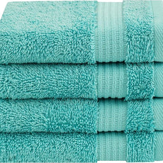 Cotton Paradise 100% Cotton Turkish Washcloth Set for Bathroom, 4 Piece Soft Absorbent Small Hand Face Towels Wash Rags, Turquoise