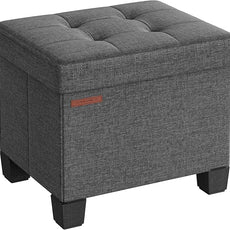 SONGMICS Storage Ottoman, Small Ottoman Foot Rest with Legs, 12.6 x 15.8 x 13.2 Inches Foot Stool, Load up to 660 lb, for Living Room, Bedroom, Dorm, Slate Gray ULSF012G01