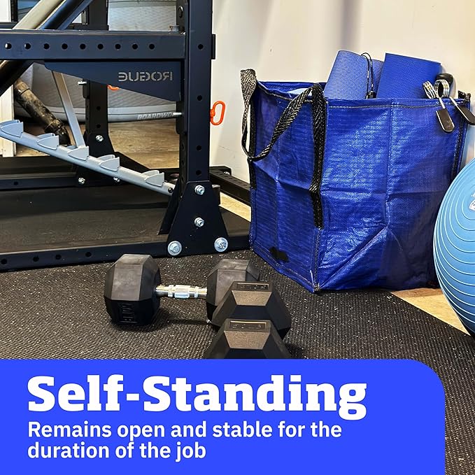 DURASACK Heavy Duty Storage Tote Bag 22-Gallon Rugged Woven Polypropylene Moving Bag, Reusable Self-Standing Design, Holds up to 500 Pounds, Single, Blue