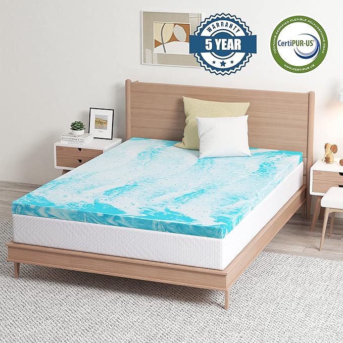 EGO Topper 3 Inch King Memory Foam Mattress Topper, Gel Foam Mattress Topper for Pressure Relief, Ventilated Design Bed Topper in a Box, CertiPUR-US Certified, 76"×80", Medium