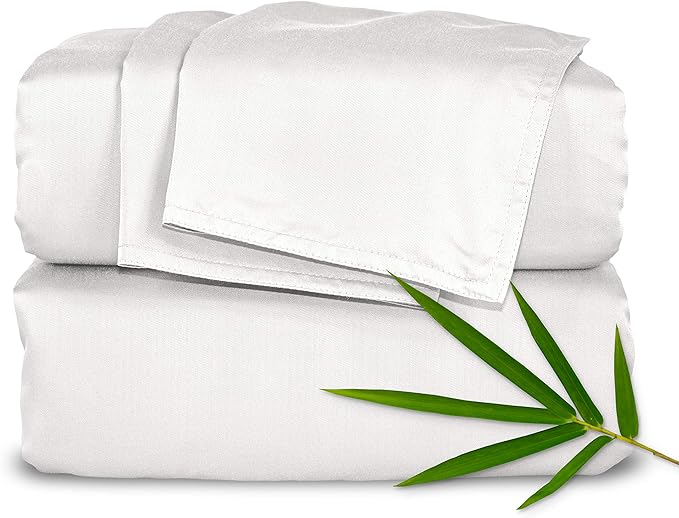 Pure Bamboo California King Sheets, Genuine 100% Organic Viscose Derived from Bamboo Bed Sheet Set, Soft & Cooling, Double Stitching, 2 Year Quality Promise (California King, White)