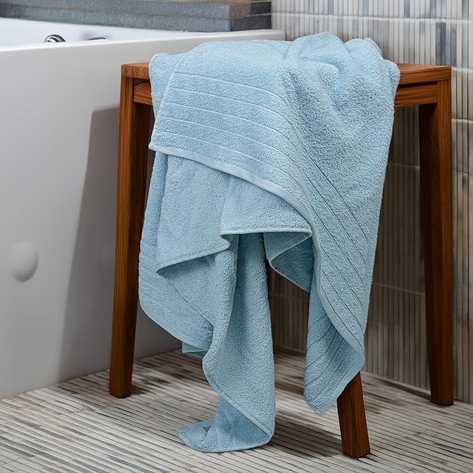 Tens Towels Pack of 2 Extra Large Bath Sheets 35 x 70 Inches, 100% Cotton, Larger & Lighter Weight, Quicker to Dry, Super Soft & Absorbent, Oversized Bath Towels, Sky Blue