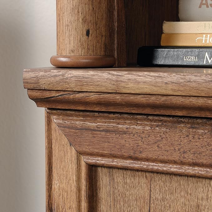 Sauder Palladia Bookcase with Doors, Multiroom Storage, Library Bookcase, Vintage Oak Finish