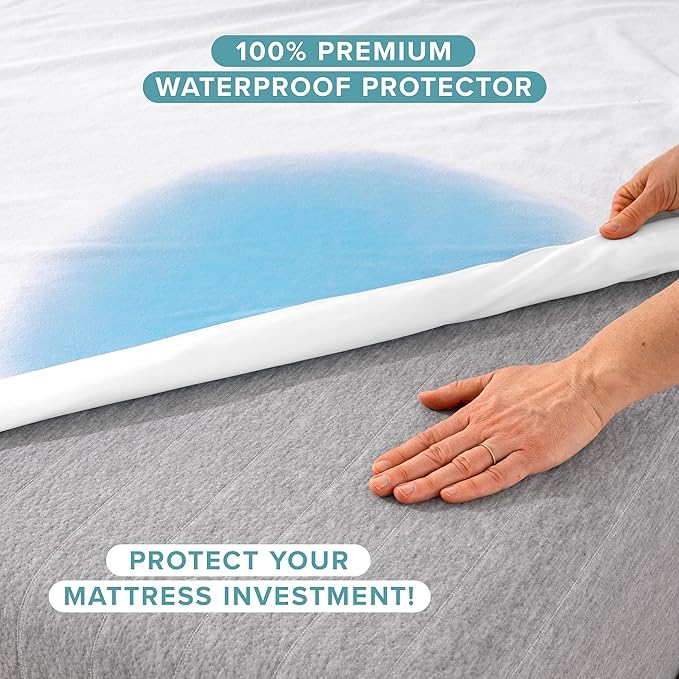 Bare Home Twin Size Mattress Protector - 100% Waterproof & Breathable - Cooling Mattress Cover - Protects Against Spills - Vinyl Free Noiseless - Dorm Essentials - Protect Your Mattress (Twin, White)