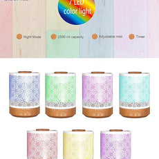 BlueHills 2500 ML Humidifier with Essential Oil Diffuser Combo Aroma Home Décor Design for Large Bed Bath Kids Baby Living Rooms Big Capacity LED Lights Scent Ultrasonic Cool Mist Wood Grain F006