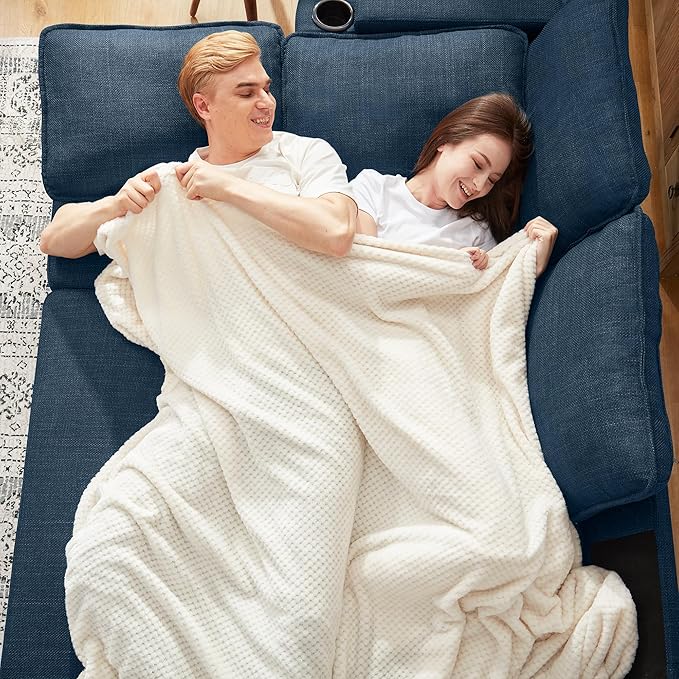 DURASPACE Sofa Bed Pull Out Couch Sleeper with Double Storage Chaise, U Shaped Convertible Sectional Sleeper Sofa for Living Room with USB Charging Ports, Cup Holder (Blue)