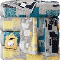 SEMAXE 4-Pack Luxury Bath Towels for Bathroom, 100% Cotton, Soft, Absorbent, and Quick-Drying, 55