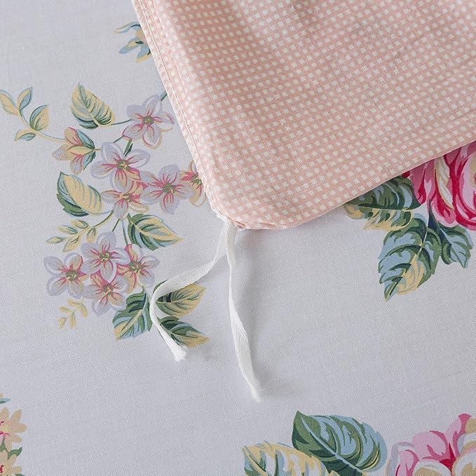 FADFAY Duvet Cover Set Pink Rose Floral Bedding Shabby Peony Flower Quilt Cover Set Vintage Farmhouse Bedding 100% Cotton Soft Comforter Cover Set with Zipper Closure 3Pcs, King/California King Size