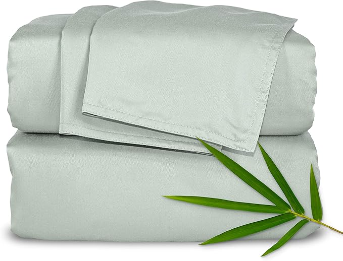 Pure Bamboo California King Sheets, Genuine 100% Organic Viscose Derived from Bamboo Bed Sheet Set, Soft & Cooling, Double Stitching, 2 Year Quality Promise (California King, Sea Glass)