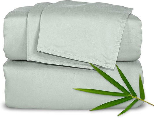 Pure Bamboo Full Sheets, Genuine 100% Organic Viscose Derived from Bamboo Bed Sheet Set, Luxuriously Soft & Cooling, Double Stitching, 2 Year Quality Promise (Full, Sea Glass)