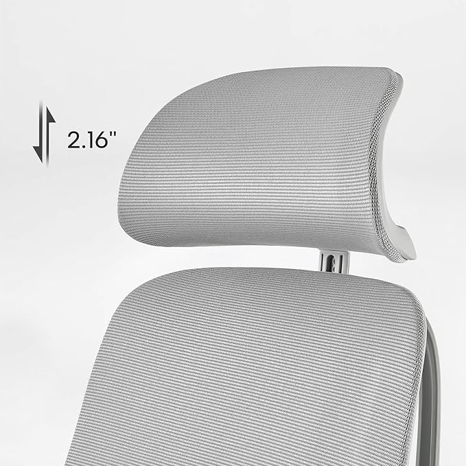 EUREKA ERGONOMIC OC75 Mesh Office Chair, Ergonomic Office Chair with Lumbar Support, Home Office Desk Chairs with 3D Armrests and Headrest, Computer Desk Chair, Grey