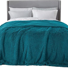 Bedsure GentleSoft Fluffy Turquoise Teal Blankets Queen Size for Bed, Thick Sherpa Faux Fur Fleece Fuzzy Plush Winter Warm Soft Full Queen Blankets, Bedroom Teal Decor Cozy Gifts for Women Men, 90x90