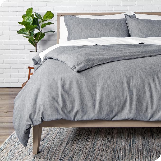 Bare Home Bedding Duvet Cover Oversized King Size - Premium 1800 Super Soft Collection - Lightweight, Duvet Cover - Soft Textured Bedding (Oversized King, Heathered Charcoal)
