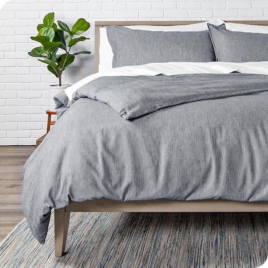 Bare Home Bedding Duvet Cover Oversized King Size - Premium 1800 Super Soft Collection - Lightweight, Duvet Cover - Soft Textured Bedding (Oversized King, Heathered Charcoal)