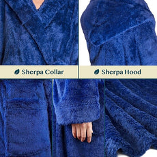 PAVILIA Women Hooded Plush Soft Robe | Fluffy Warm Fleece Sherpa Shaggy Bathrobe
