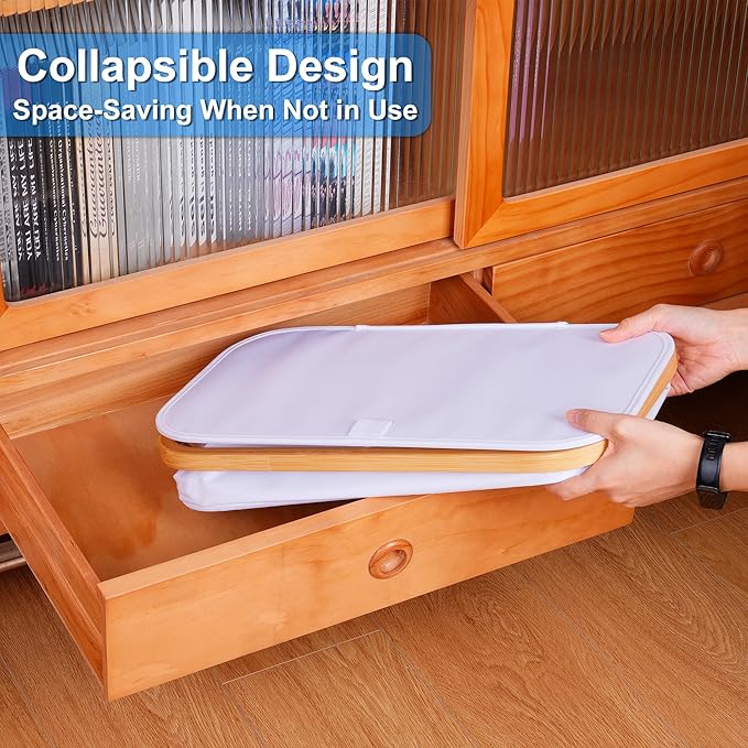 efluky Slim Laundry Basket with Lid, Narrow Laundry Hamper with Removable Bag, Skinny Dirty Clothes Basket with Bamboo Handles for Bathroom, Bedroom & Laundry Room, 75L White