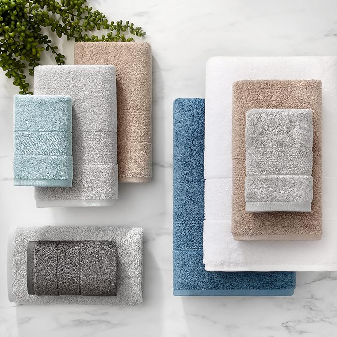 Aston & Arden Aegean Terry Wash Cloths - Set of 8 - Ringspun Turkish Cotton Thick and Soft Absorbent Luxury Hotel and Spa Bathroom Towel, 600 GSM, 13 x 13 in, Hummus