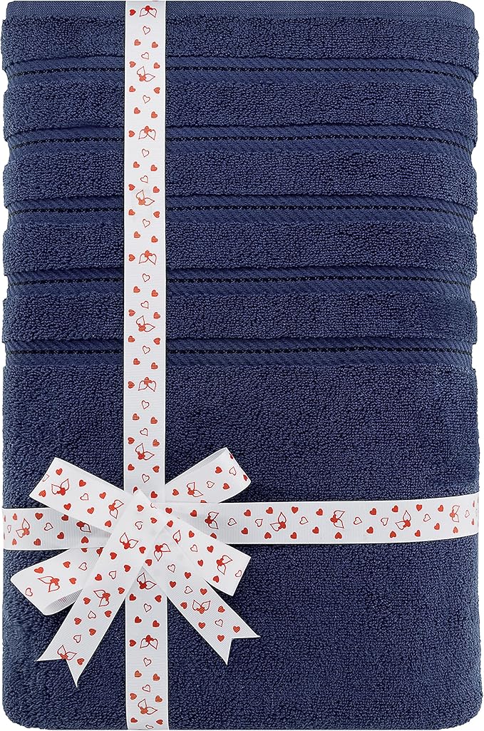 American Soft Linen 35x70 Jumbo Large Bath Towels, 600 GSM 100% Cotton Turkish Bath Sheet, Oversized Luxury Bath Towels for Bathroom Beach and Pool, Navy Blue