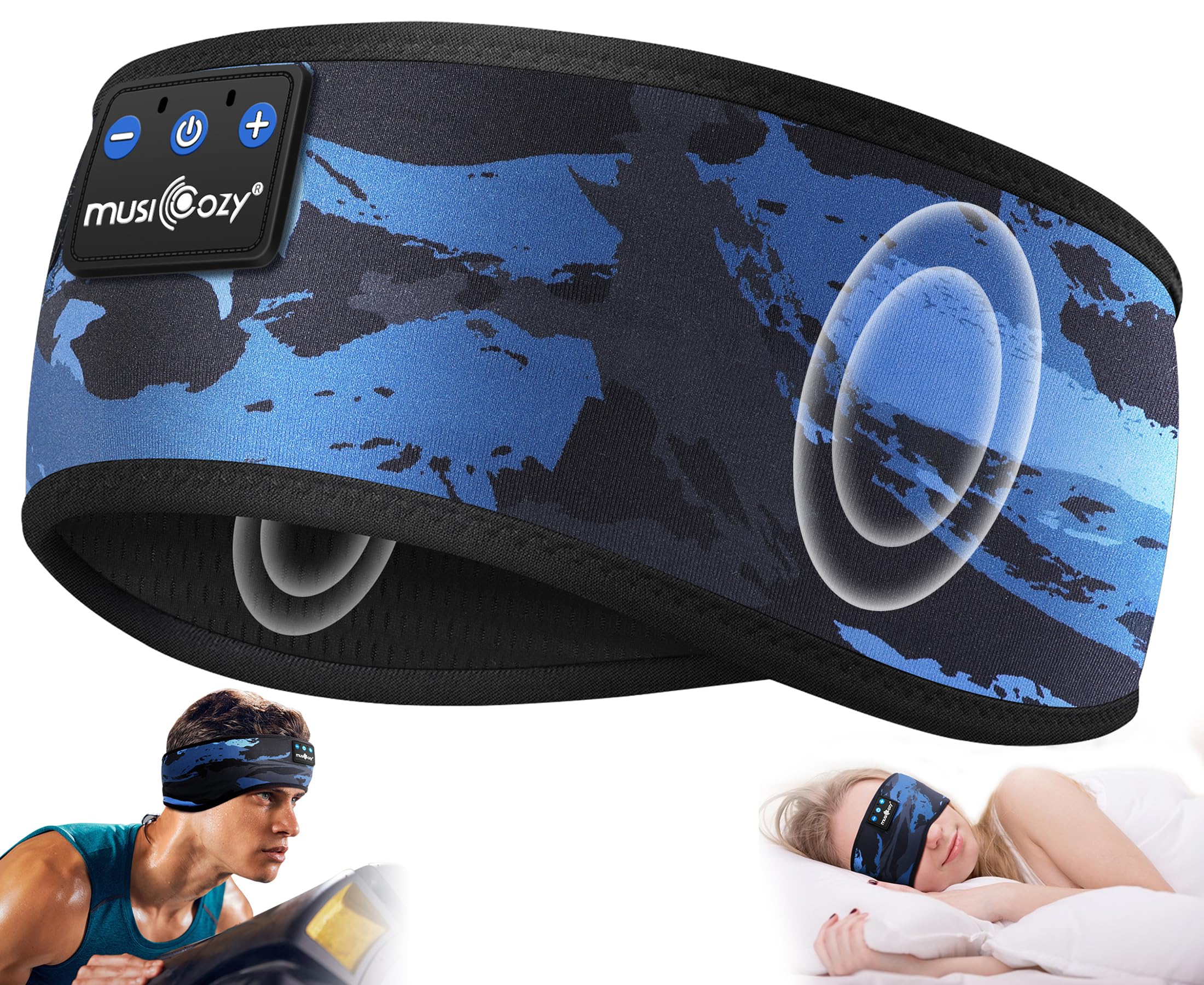 MUSICOZY Sleep Headphones Bluetooth 5.4 Headband, Sports Wireless Earphones Sweat Resistant Earbuds Sleeping Headphone with Ultra-Thin HD Stereo Speaker for Workout Running Cool Gadgets Unique Gifts Dormly