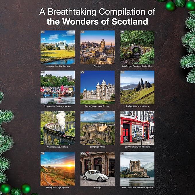 MICASA PRESS Scotland 2026 Wall Calendar 12 Month | 12" x 24" Open | Thick & Sturdy Paper | Holiday Gift | Scottish Castles Travel Calendar 2026
