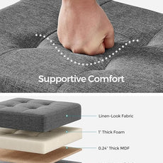 SONGMICS Storage Ottoman, Small Ottoman Foot Rest with Legs, 12.6 x 15.8 x 13.2 Inches Foot Stool, Load up to 660 lb, for Living Room, Bedroom, Dorm, Slate Gray ULSF012G01