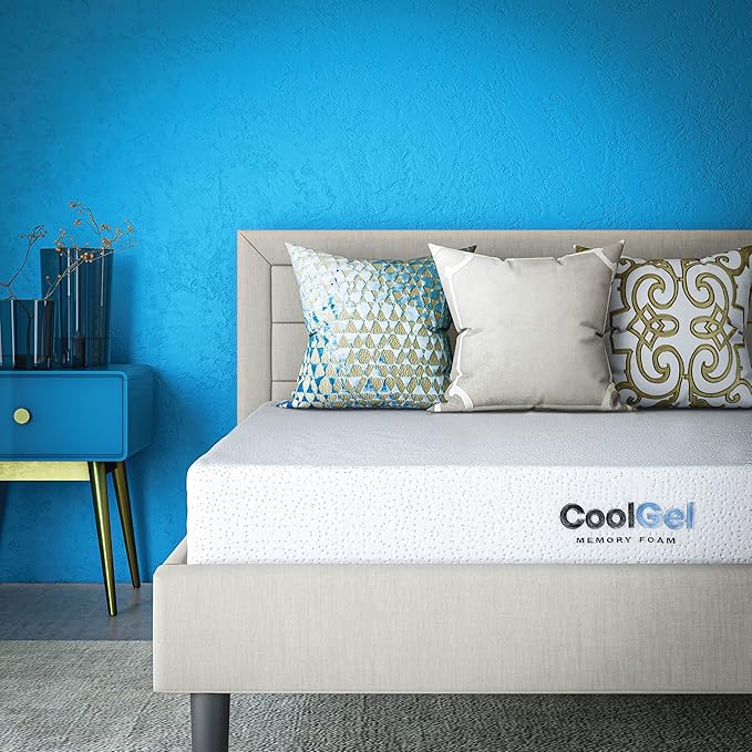 Cool Gel 8 Inch California King Memory Foam Mattress Medium Firm, King Size Memory Foam Mattress Cooling, Made in the USA, 8" Depth with Pressure Relief, CertiPUR-US Certified, CoolGel Bed