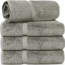 Chakir Turkish Linens | Hotel & Spa Quality 100% Cotton Luxury Turkish Towels | Soft & Absorbent (30x60 Inches Extra Large Bath Towels, Set of 4 - Gray)