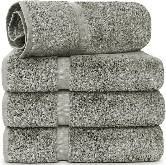 Chakir Turkish Linens | Hotel & Spa Quality 100% Cotton Luxury Turkish Towels | Soft & Absorbent (30x60 Inches Extra Large Bath Towels, Set of 4 - Gray)