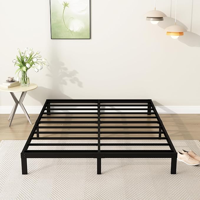 9 Inch Full Size Bed Frame Heavy Duty Low Profile Metal Platform No Box Spring Needed Mattress Foundation, Easy to Assembly, Noise Free, Black