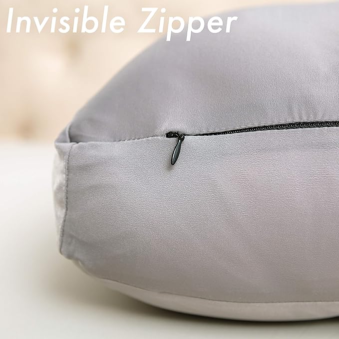 Cover Only for Premium Microbead Bed Pillow, Small Extra Smooth - Ultra Comfortable Sleep with Silk Like Anti Aging Cover 85% Spandex/ 15% Nylon Breathable, Cooling Stone Grey