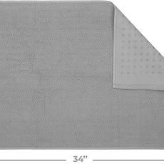 Cotton Paradise 100% Cotton Non Slip Bath Mats for Bathroom, 20x34 inch Soft Absorbent Quick Dry Machine Washable Floor Bath Mat, Light Gray Bath Rug