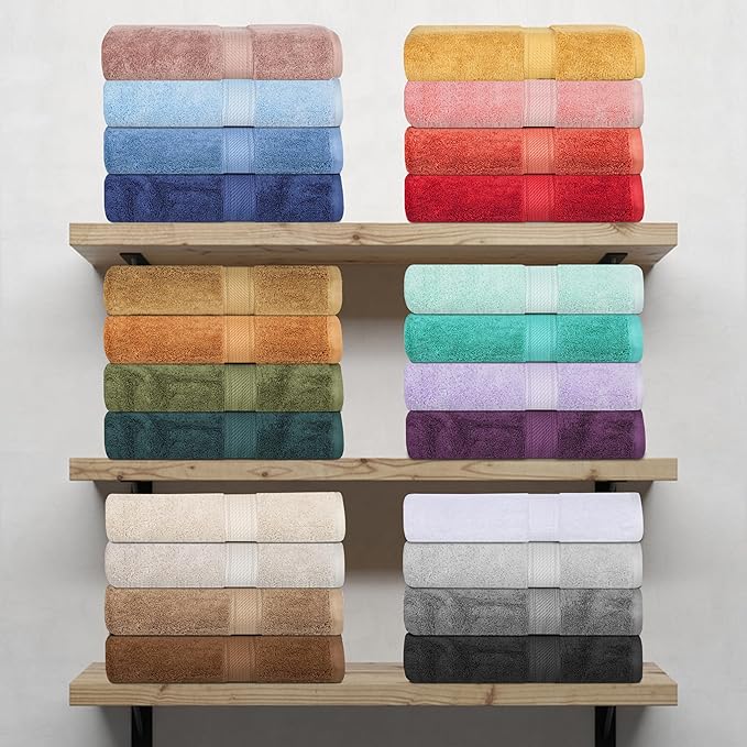Superior Egyptian Cotton Pile 6 Piece Towel Set, Includes 2 Bath, 2 Hand, 2 Face Towels/Washcloths, Ultra Soft Luxury Towels, Thick Plush Essentials, Guest Bath, Spa, Hotel Bathroom, Red