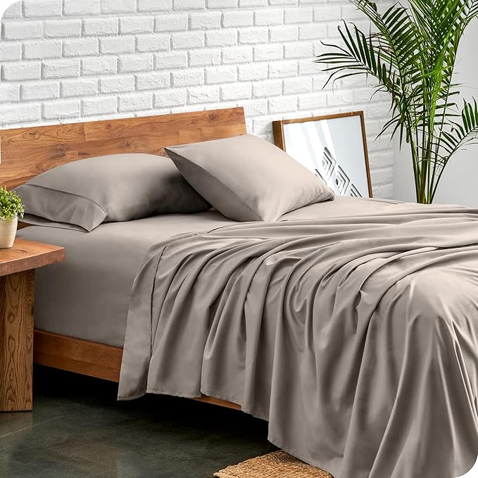 Bare Home Ultra-Soft King Sheet Set - Luxury 1800 - Hydro-Brushed - Deep Pockets - Easy Fit - 4 Piece Set - Bedding Sheets & Pillowcases (King, Khaki) BareHome