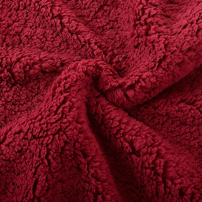 Reafort Ultra Soft Sherpa Body Pillow Cover/Case with Zipper Closure 21"x54" (21"x54" Body Pillow Cover, Red)