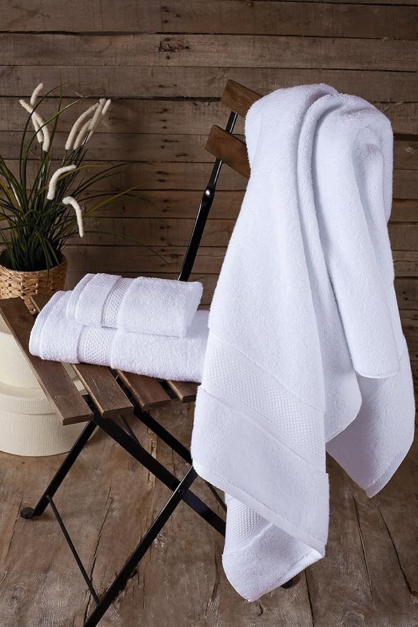 BAGNO MILANO Turkish Towels, Ultra Soft, Plush Luxury Turkih Cotton Bath Towels, Quick Dry Towel Set Made in Turkey (White, 2 Pcs Bath Towel Set)