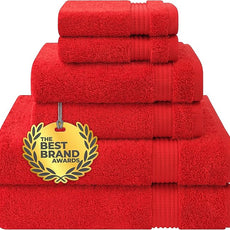 Cotton Paradise 6 Piece Towel Set, 100% Cotton Soft Absorbent Turkish Towels for Bathroom, 2 Bath Towels 2 Hand Towels 2 Washcloths, Red Towel Set