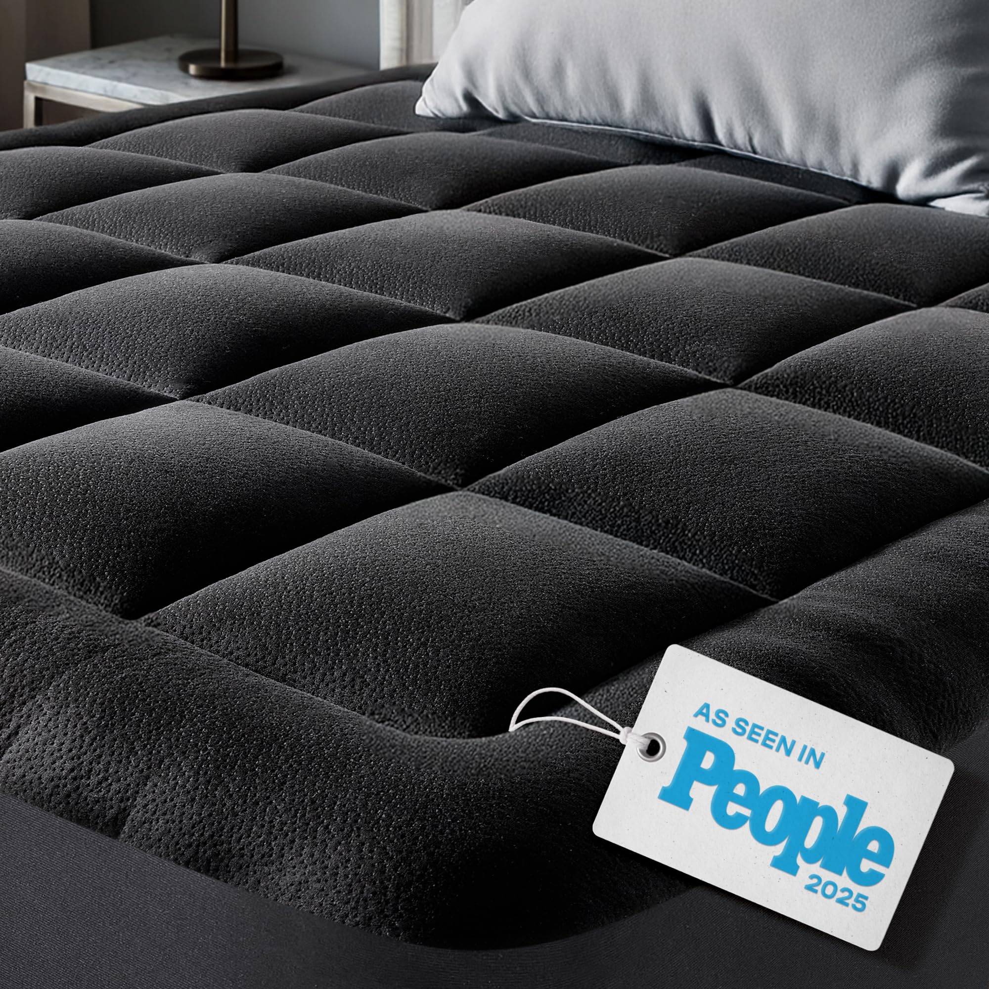 Ultra Soft Queen Size Mattress Topper - Viscose Made from Bamboo Pillow Top Mattress Pad for Back Pain Relief - Naturally Cooling for Hot Sleepers, Green